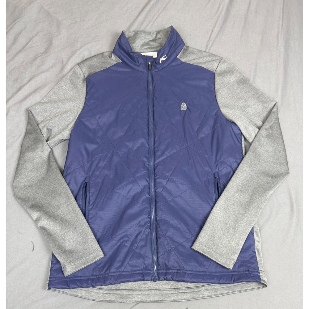 KJUS Men Small Retention Jacket Blue Grey Quilted Hybrid Full Zip Golf